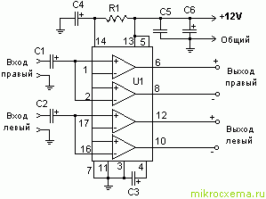Схема усилителя низкой частоты на микросхеме TDA1554