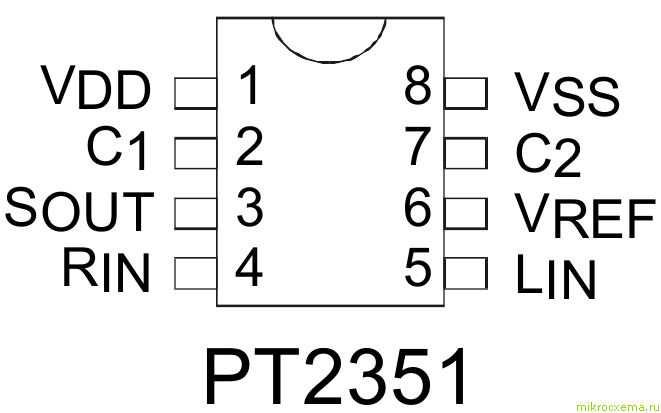 Распиновка чипа PT2351