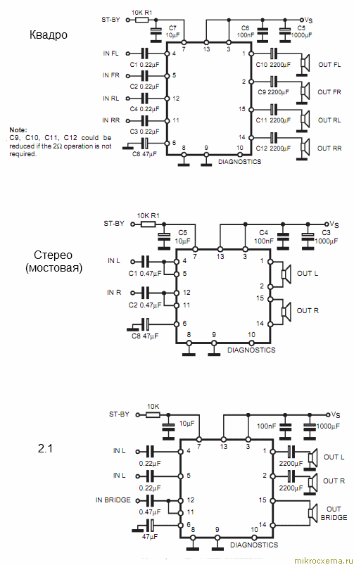 Схемы автомобильного усилителя для дома на TDA7377