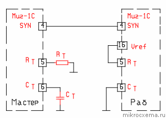 Схема синхронизации двух ШИМ-контроллеров