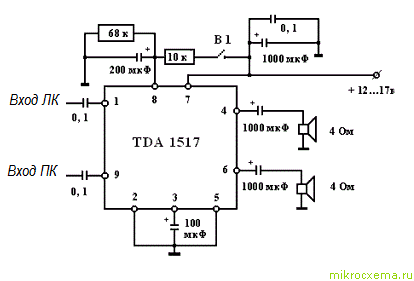 Схема усилителя на TDA1517