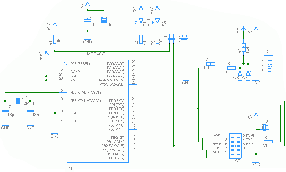 Схема программатора USBAsp