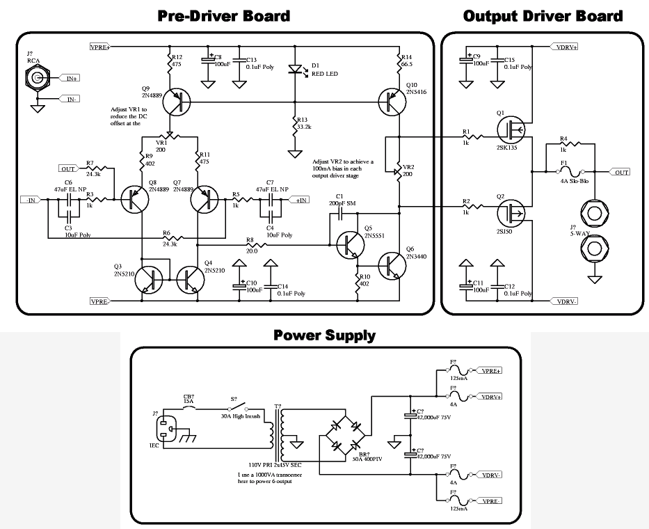 Схема MOSFET усилителя звуковой частоты и блока питания